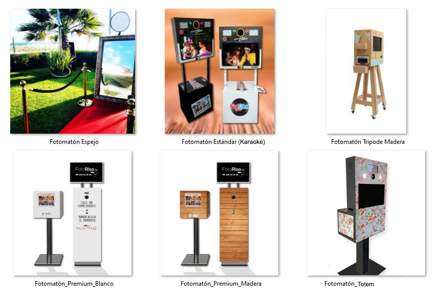 Modelos fotomatones disponibles para bodas, eventos y fiestas